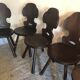 Set of 6 vintage brutalist solid wood chairs