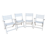 2 chairs and 2 vintage wooden garden lounge armchairs dejou