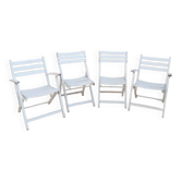2 chairs and 2 vintage wooden garden lounge armchairs dejou