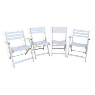2 chaises et 2 fauteuils de salon jardin bois vintage dejou