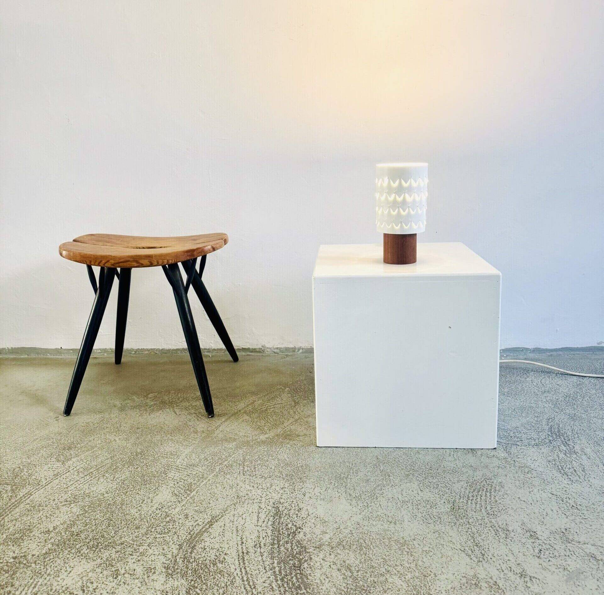 Teak And Perforated Metal Table Lamp By Hans-Agne Jakobsson For Asea, Sweden 1960S