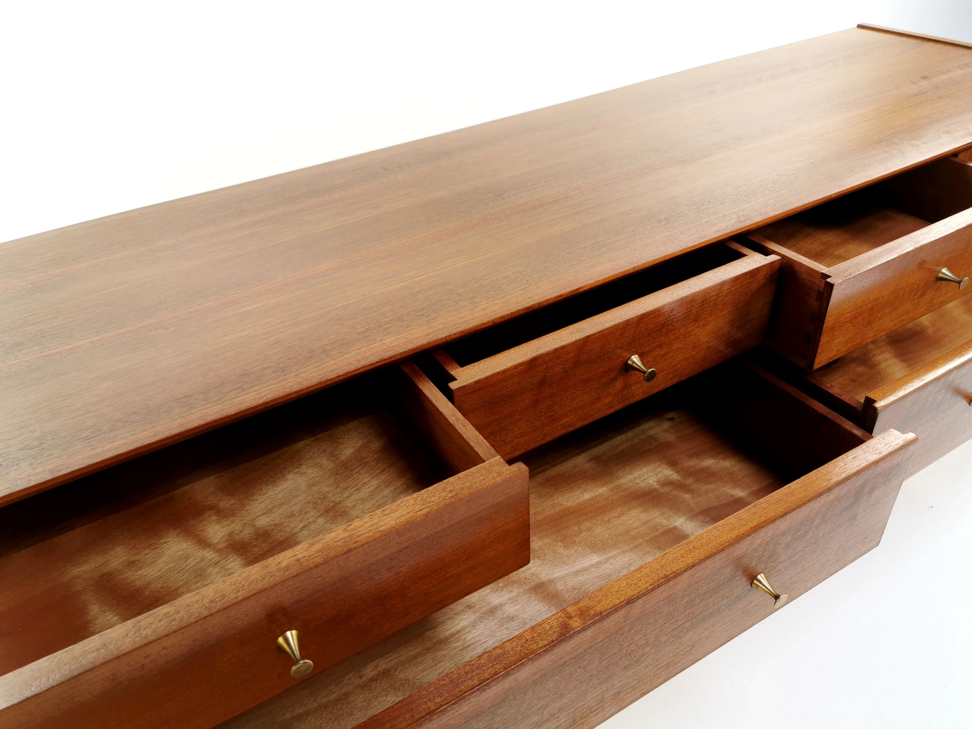 Mid century french walnut sideboard chest of drawers by John Herbert, 1960s