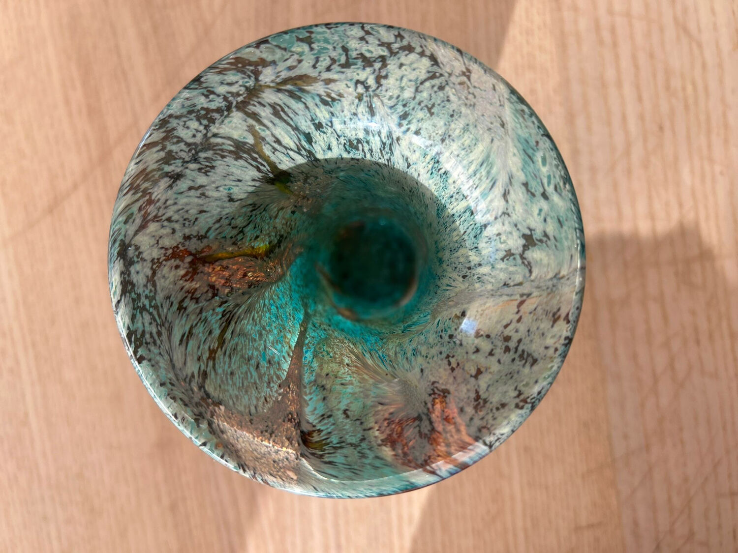Vintage blown glass vase Mdina Glass, Malta – turquoise tones and a