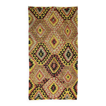 Grand Kilim Turkish Anatolia 155x290 cm Vintage Geometric Handwoven