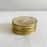 12 coasters in mother-of-pearl and vintage brass