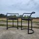 Set 2 tub chair Italian design black tubular metal frame - cane seat