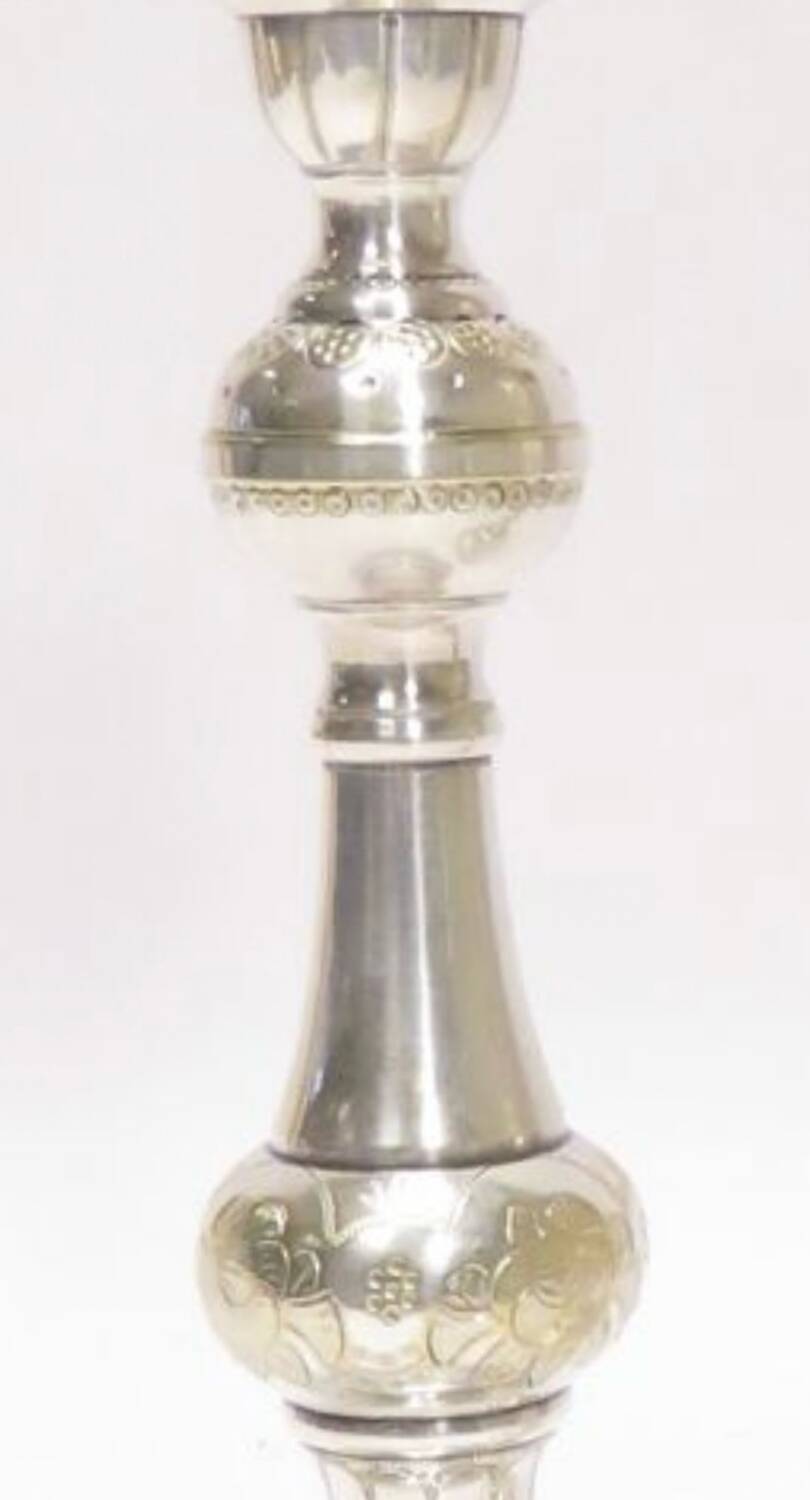 Silver metal candlesticks