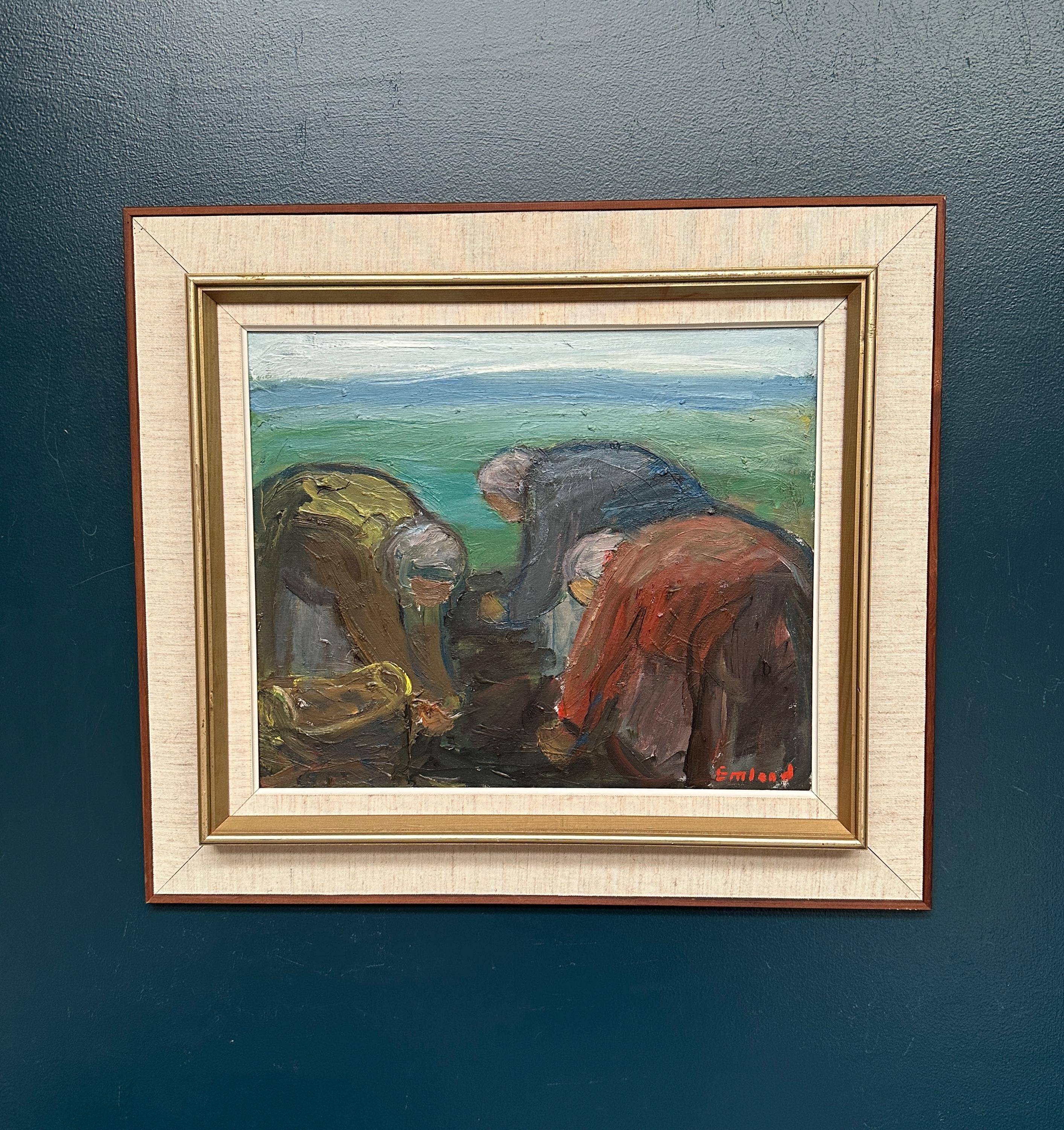 Huile sur toile originale – “Potatisptortning” par Einar Emland
