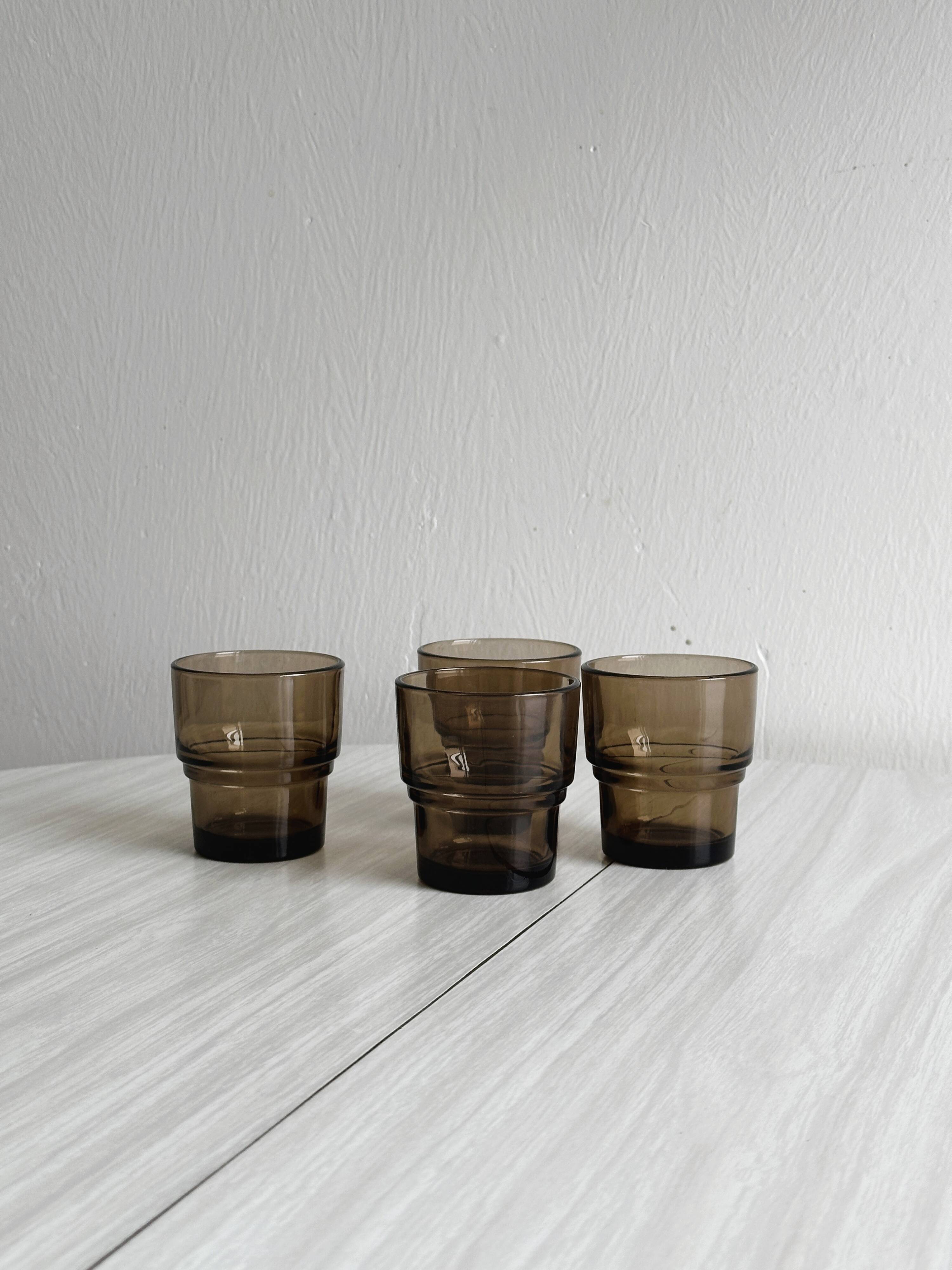 4 thick glass smoked glasses