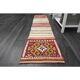 1970s Vintage Turkish Handmade Wool & Cotton White Runner Rug 47x222