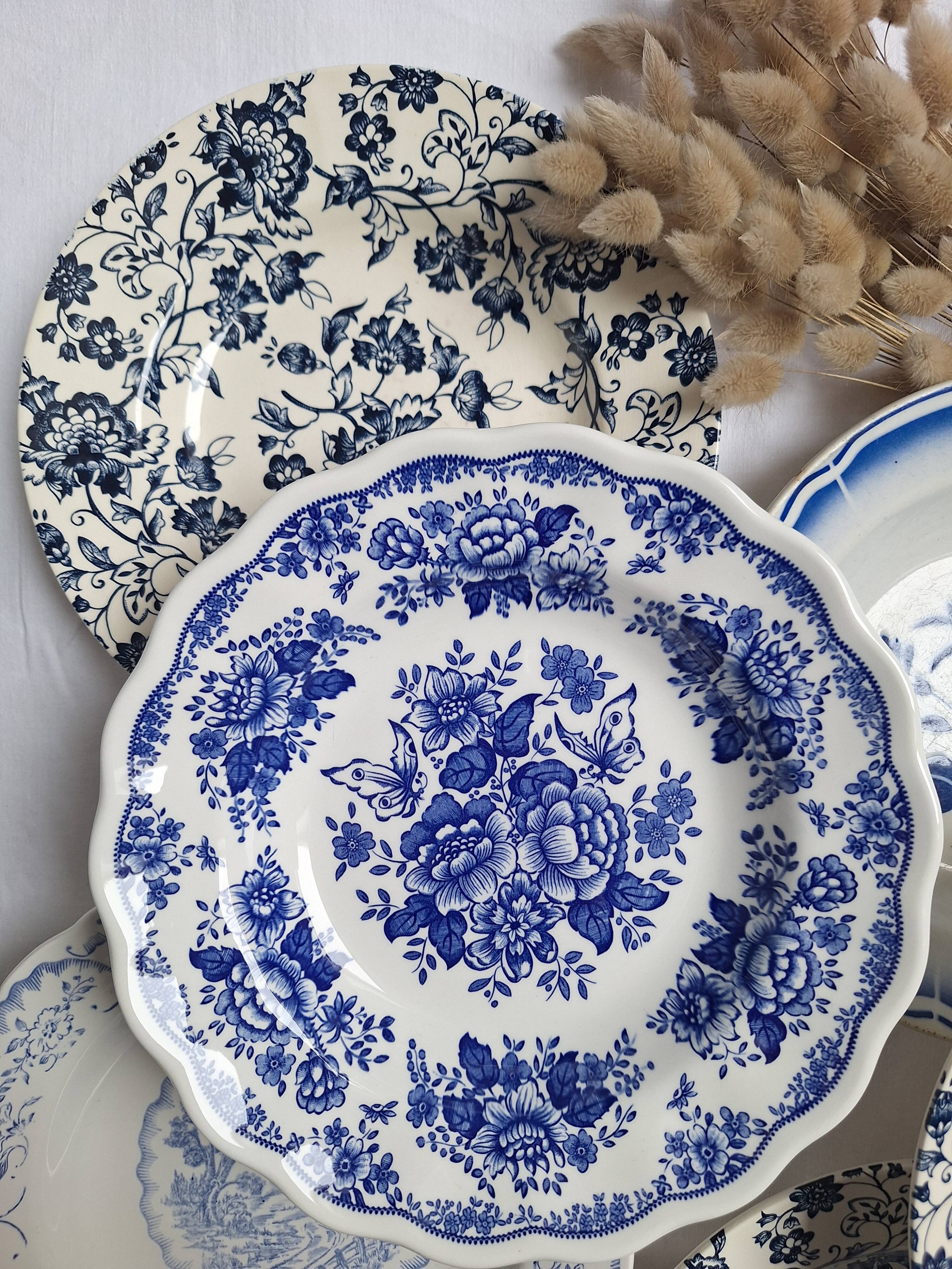 Vintage blue soup plates