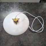 Ancienne suspension abat jour baladeuse lampe en opaline blanche Art déco 1930