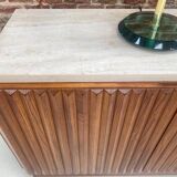 Contemporary Birch and Oak Sideboards with Travertine Top by LA Studio