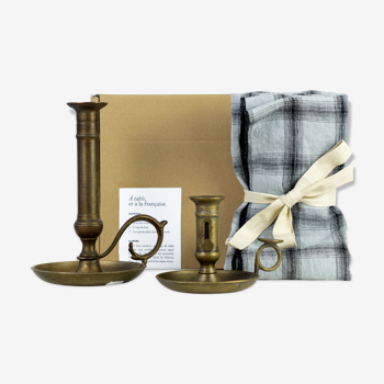 2 candle holders and 2 tea towels — All fire all flame #63