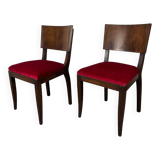 2 Art Deco chairs, red velvet and rosewood.