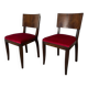 2 chaises art déco, velours rouge et palissandre