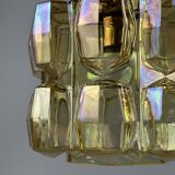 60er 70er Jahre Deckenlampe Glashütte Limburg Germany Glas & Messing Space