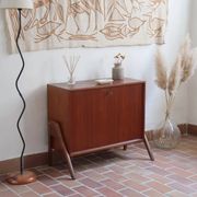 Vintage Scandinavian drop-leaf table in teak wood.