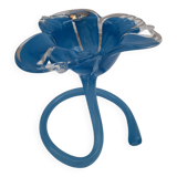 Murano white crystal vase with blue flower