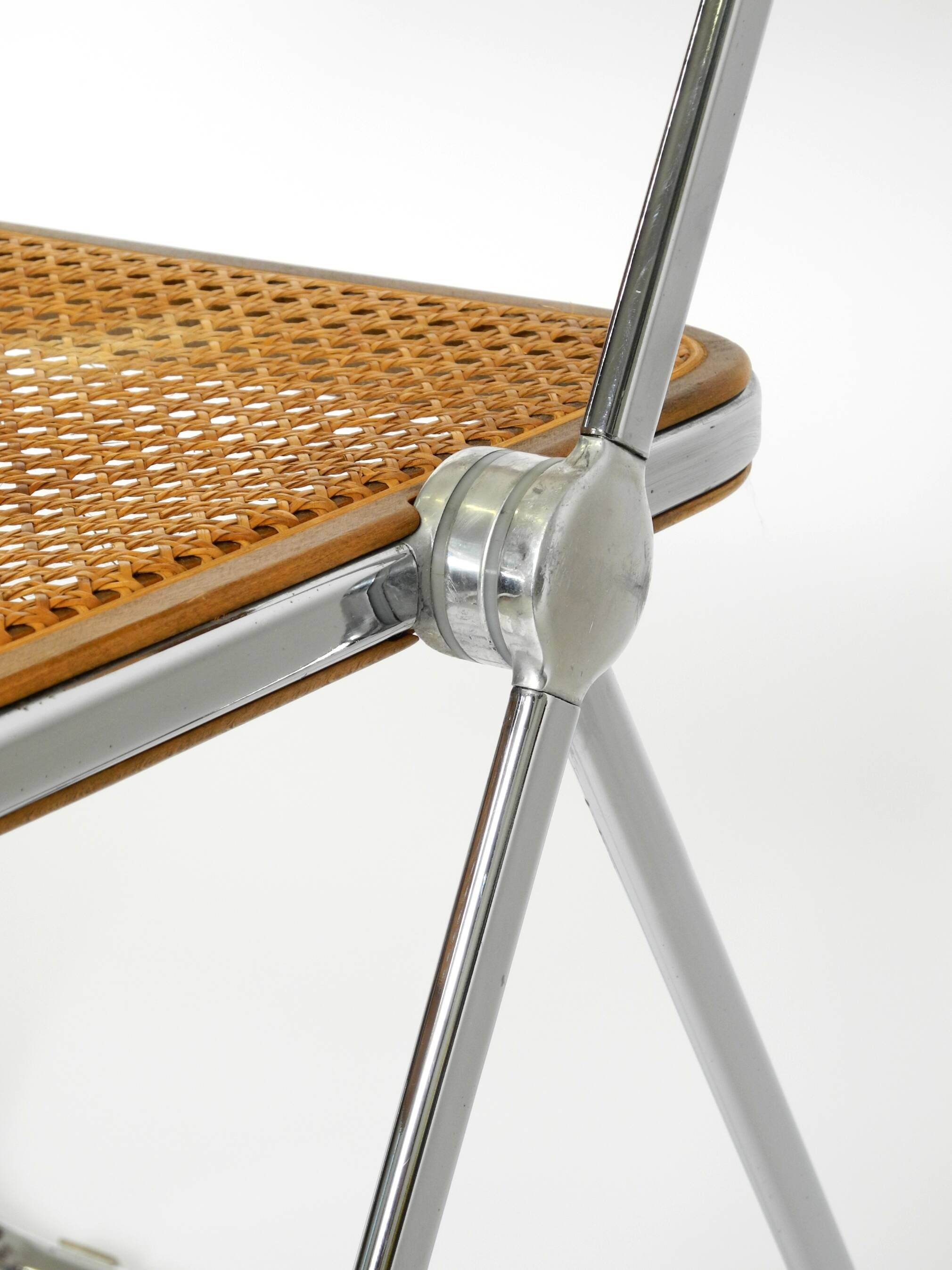 Chaise pliante Plia des années 1970 avec cannage de Vienne par Giancarlo Piretti pour Castelli