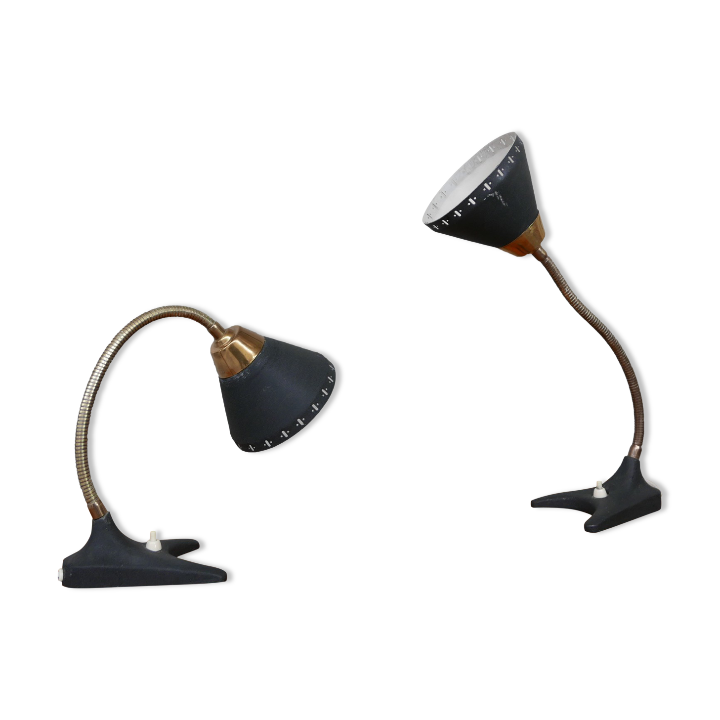 Pair of Swedish Brass Mid-Century Table Lamps