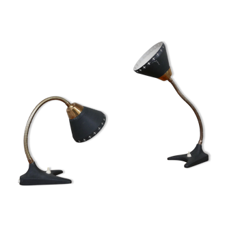 Pair of Swedish Brass Mid-Century Table Lamps