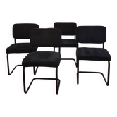 Lot of 4 black velvet chairs