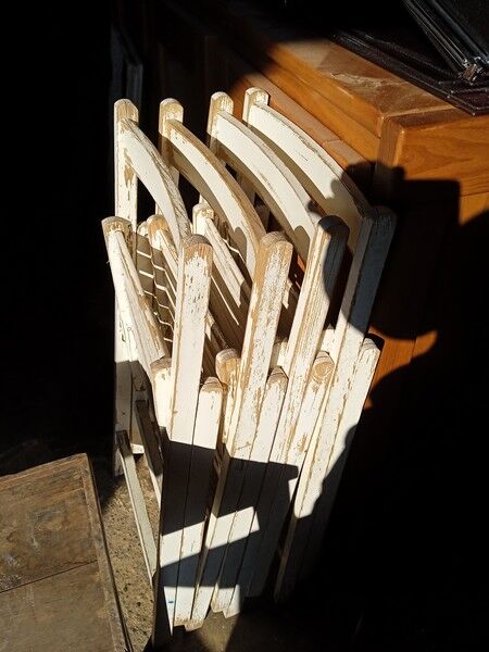 4 foldable chairs wood vintage epoch 1970