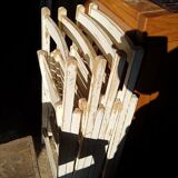 4 foldable chairs wood vintage epoch 1970