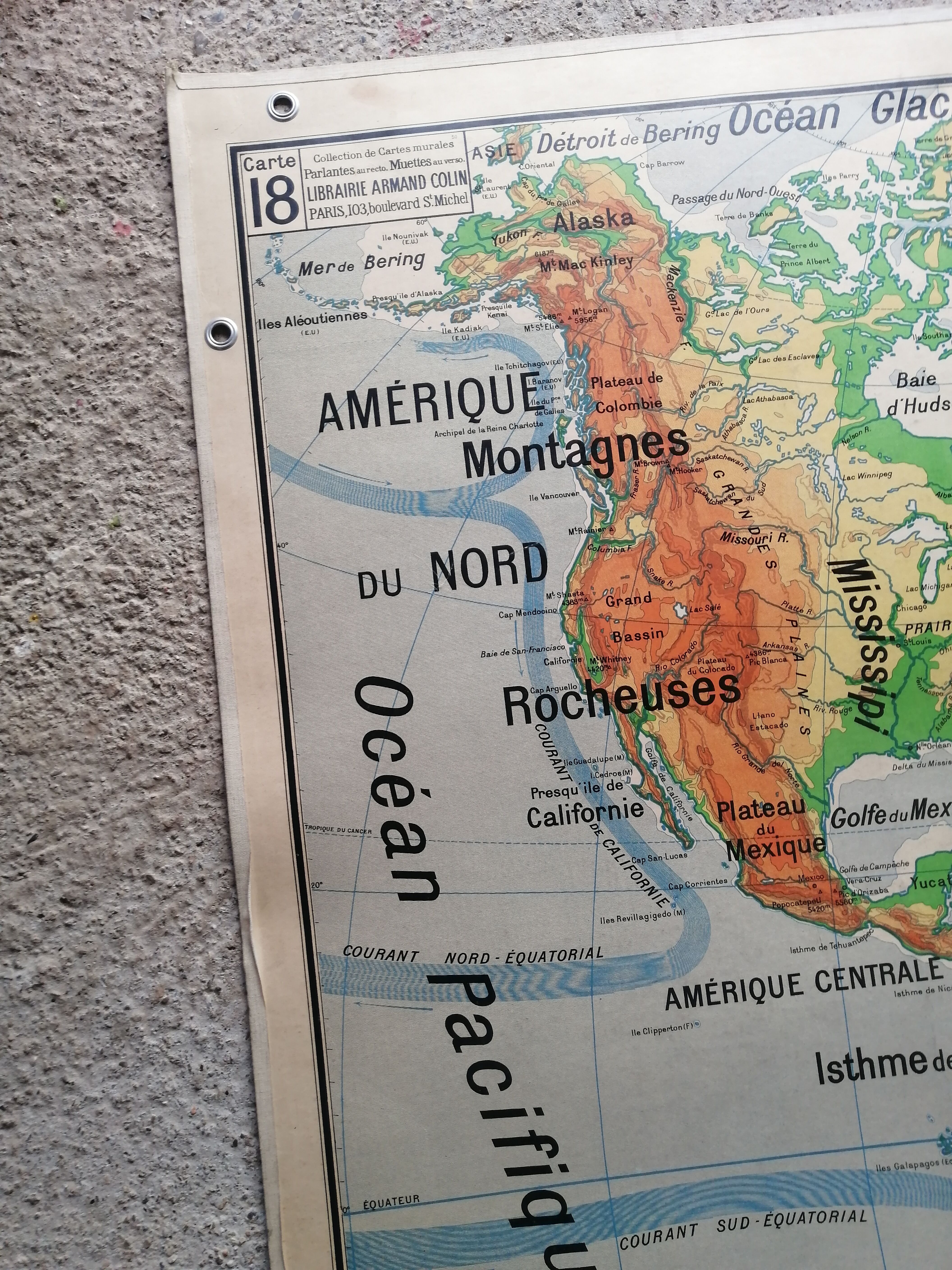 Vintage school map Lablache American Continent - USA