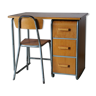 School desk and vintage chair metal and light wood