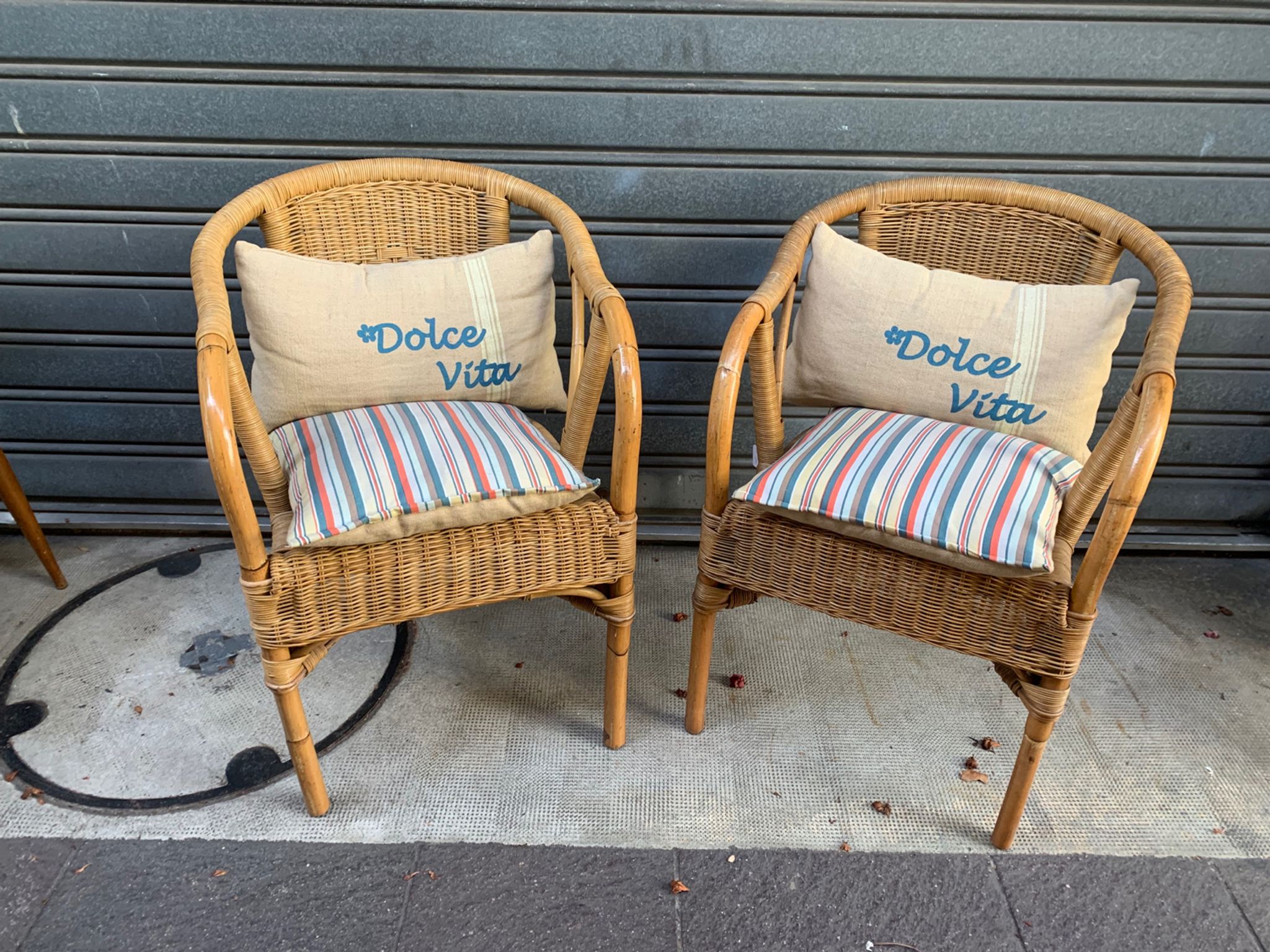 Pair of 80's rattan armchairs
