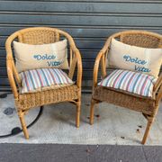 Pair of 80's rattan armchairs
