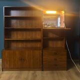 Shelf, 2 sections, rosewood veneer, 1960s/70s. 20th century