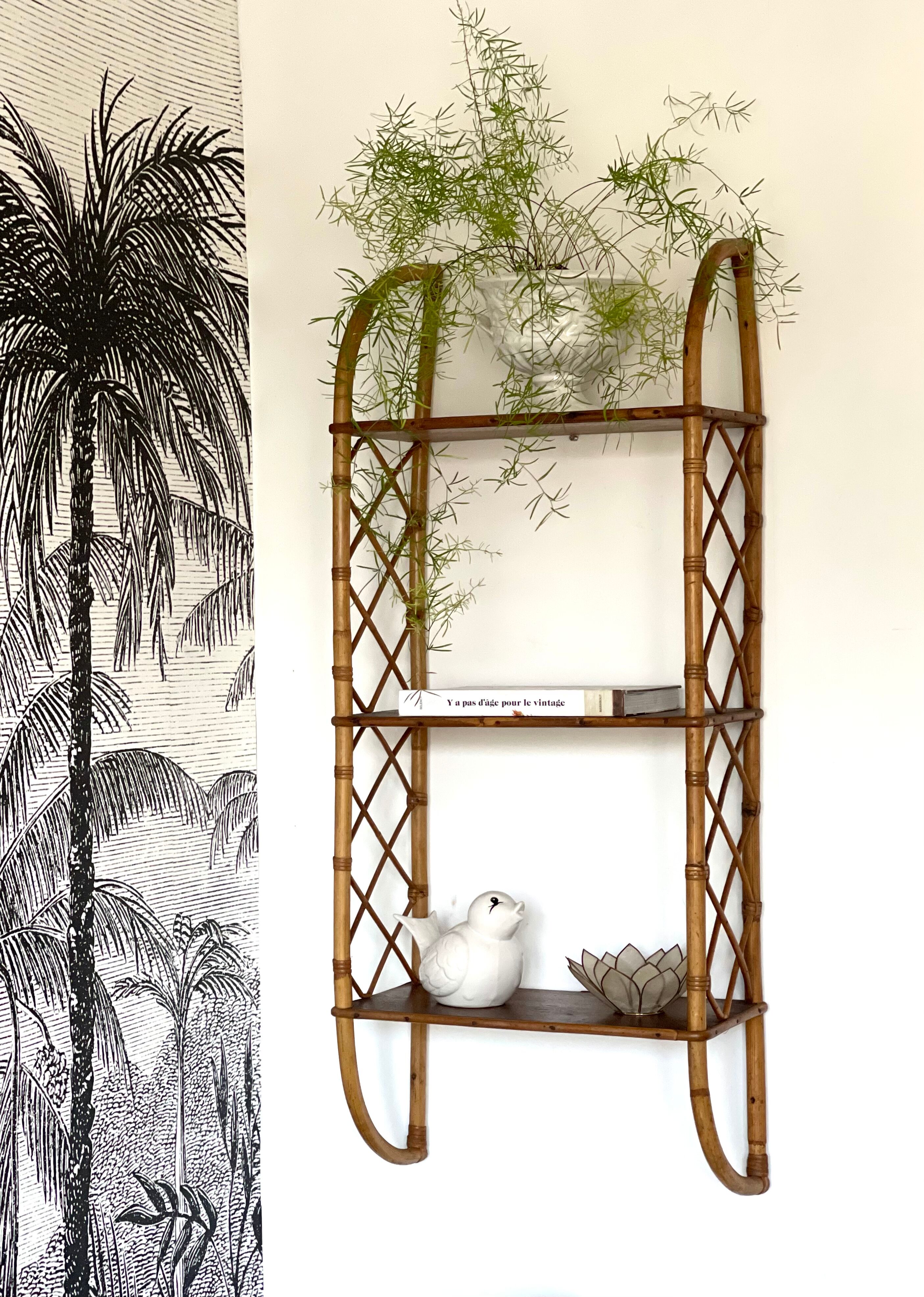 Rattan wall shelf 1960