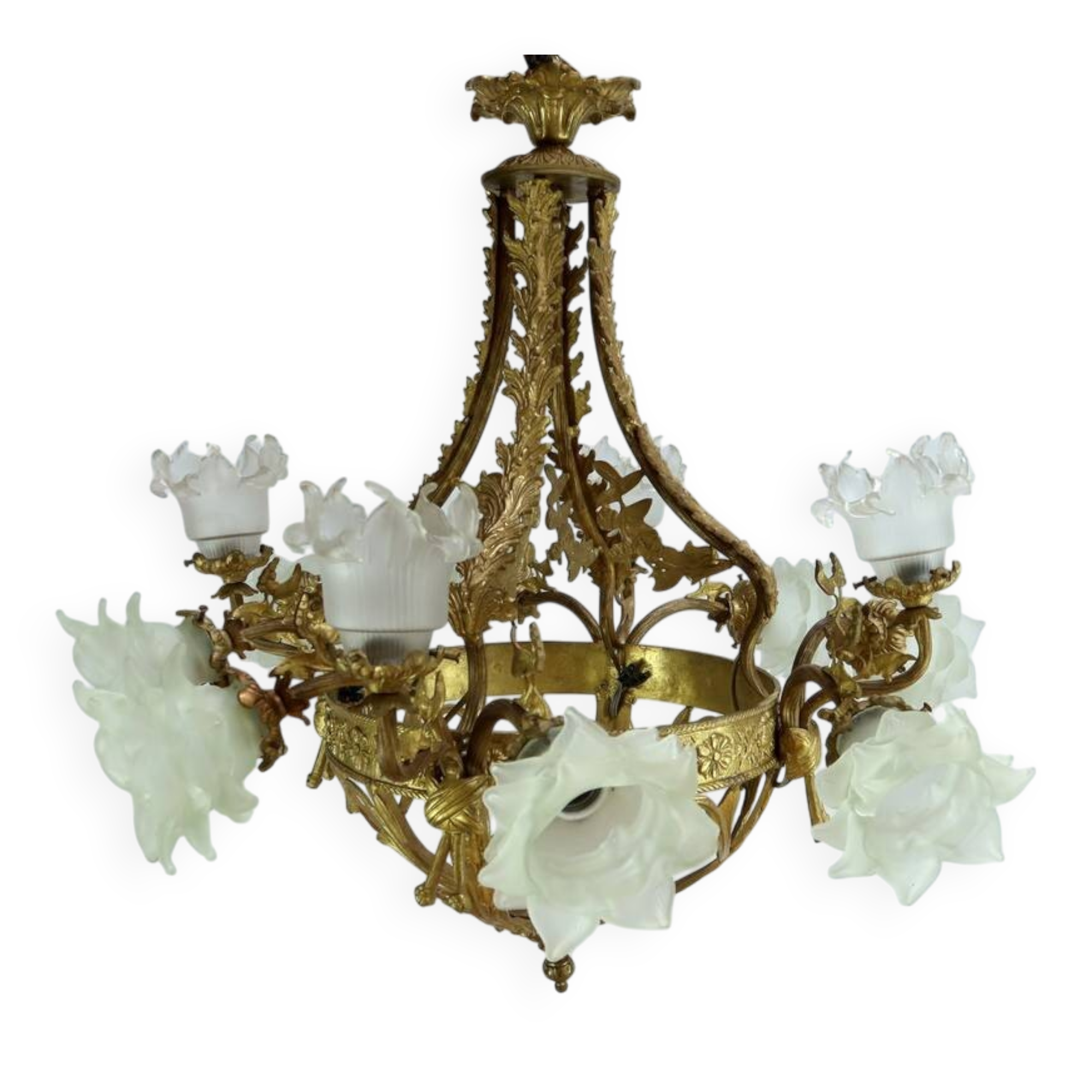 12-Light Chandelier in Gilded Bronze, Napoleon III Style – Late 19th Century