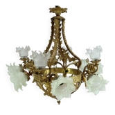 Lustre à 12 Lumières en Bronze Doré, style Napoléon III – Fin XIXe