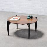 Italian Modernist Coffee Table in Teak and Lacquered Metal, 1950s