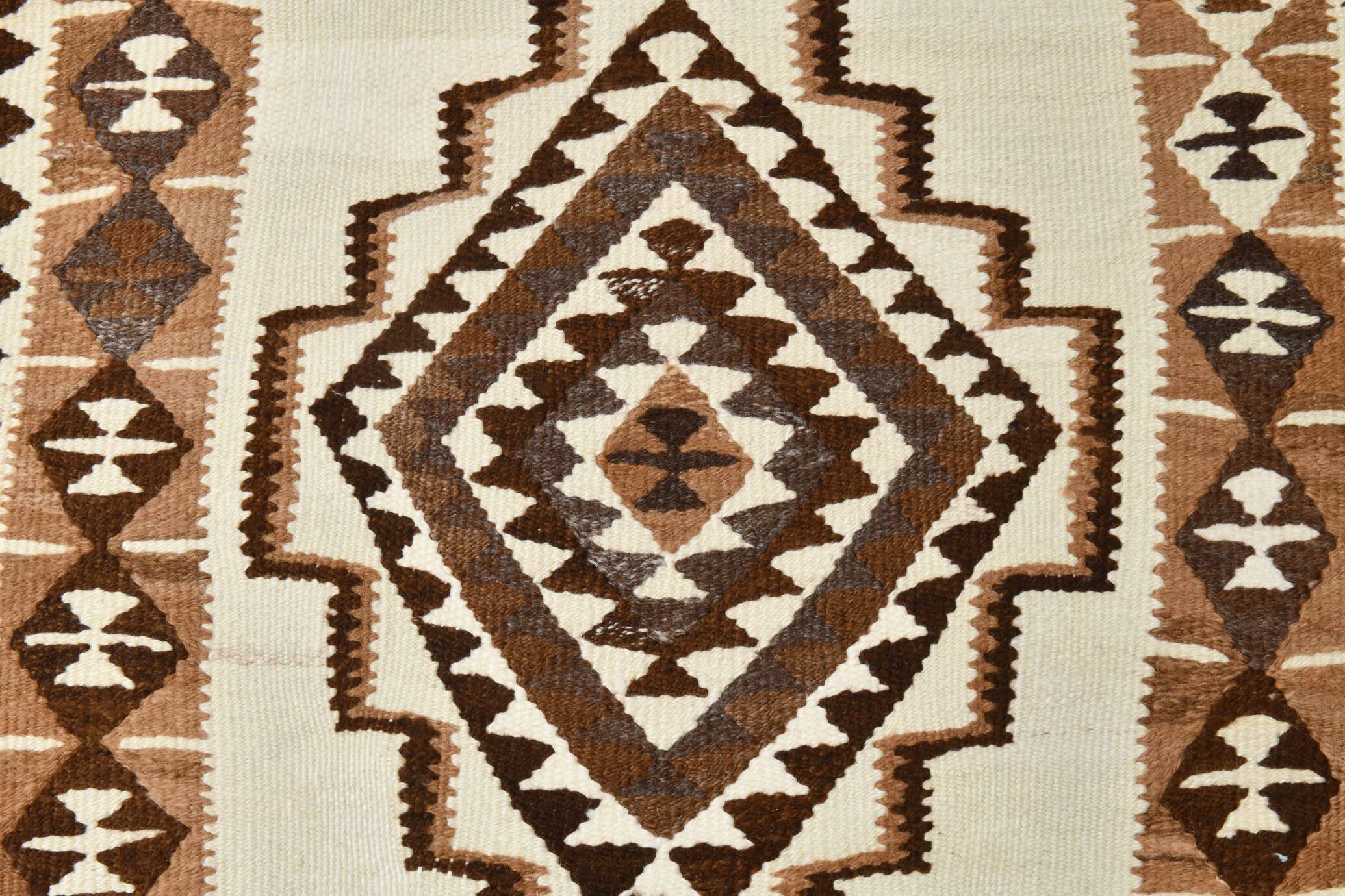 Tapis Kilim marron et crème 3x8, 86x252 cm