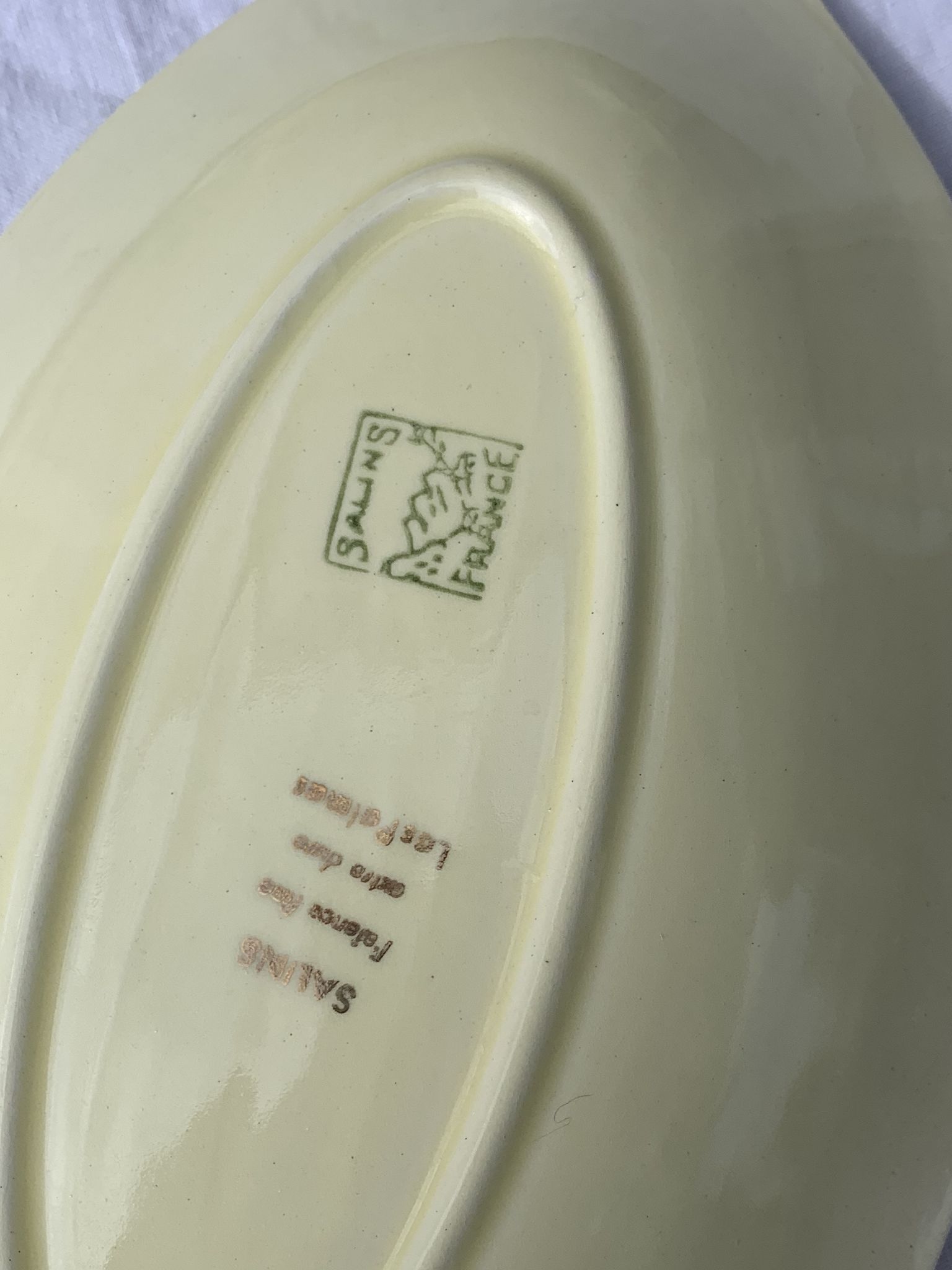 Two serving dishes and a gravy boat model las palmas in fine earthenware salins france vintage