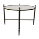 Round coffee table in brass and smoked glass