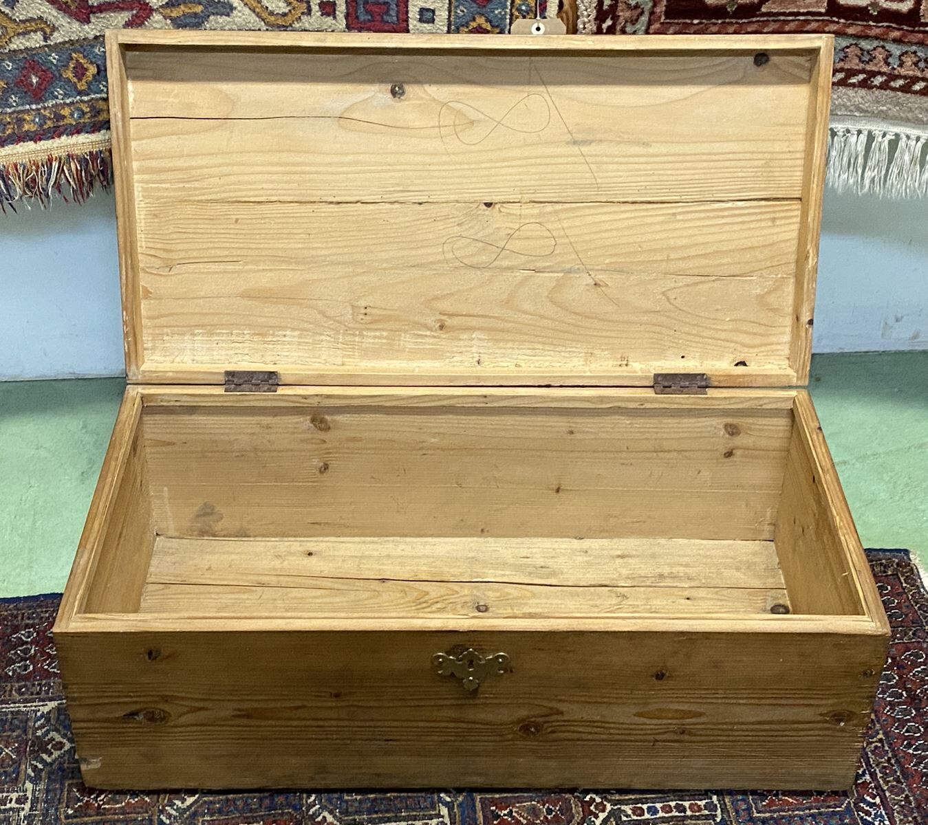 Early 20th century fir box with brass handles