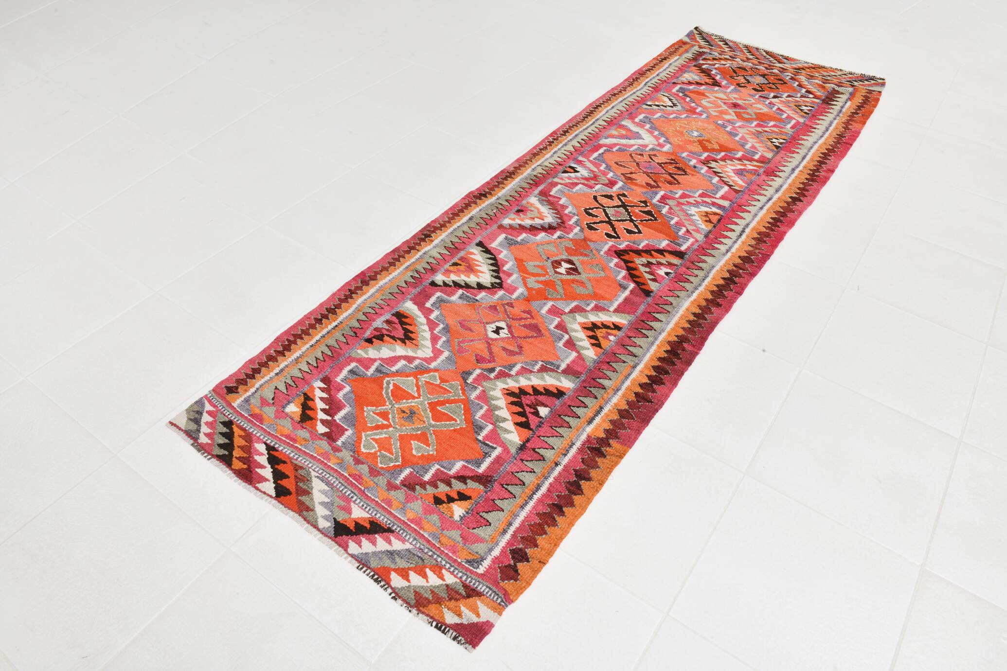 3x10 Vintage Persian Kilim Runner Rug, 97x299Cm