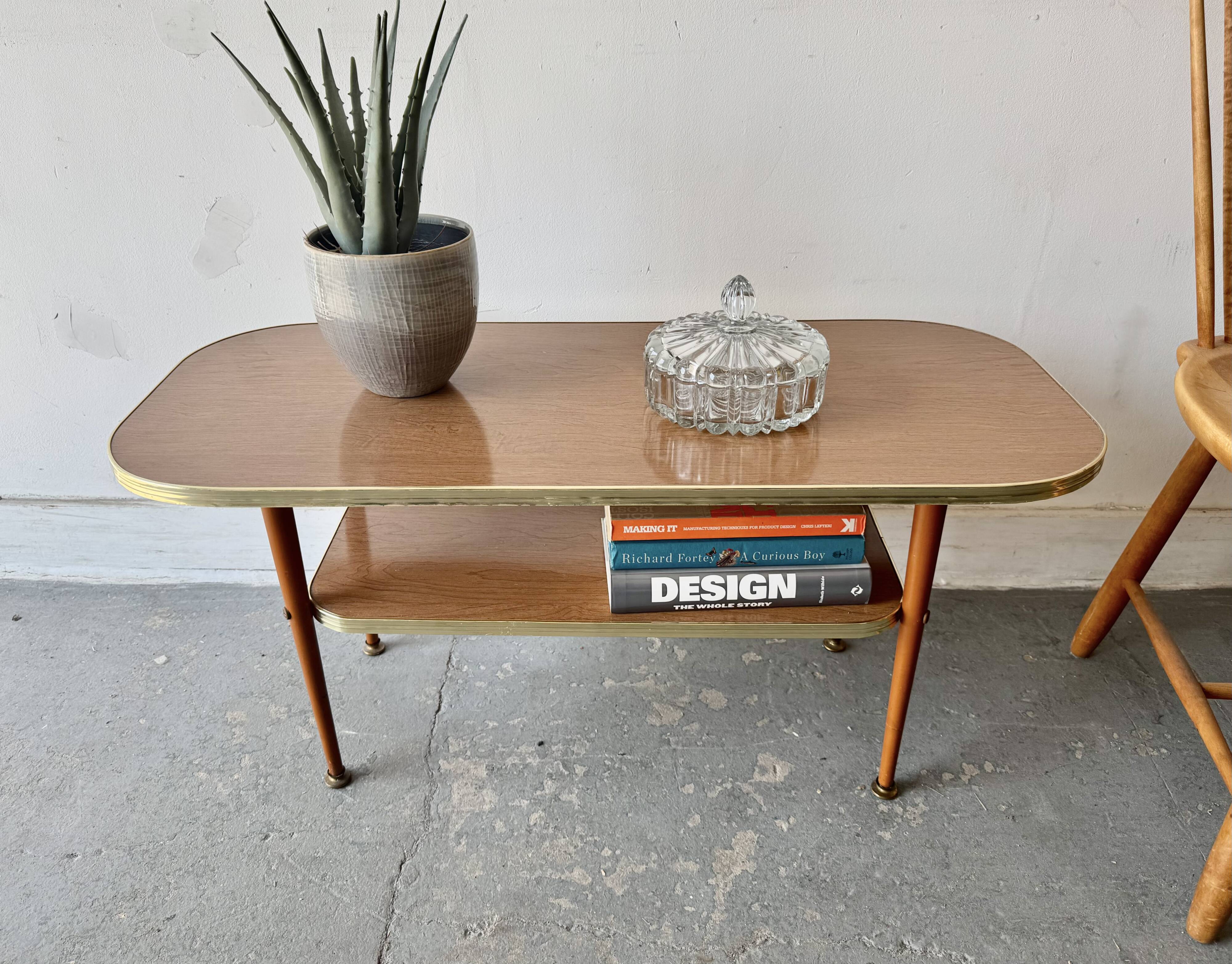 Mid-Century Formica Coffee Table with Lower Shelf