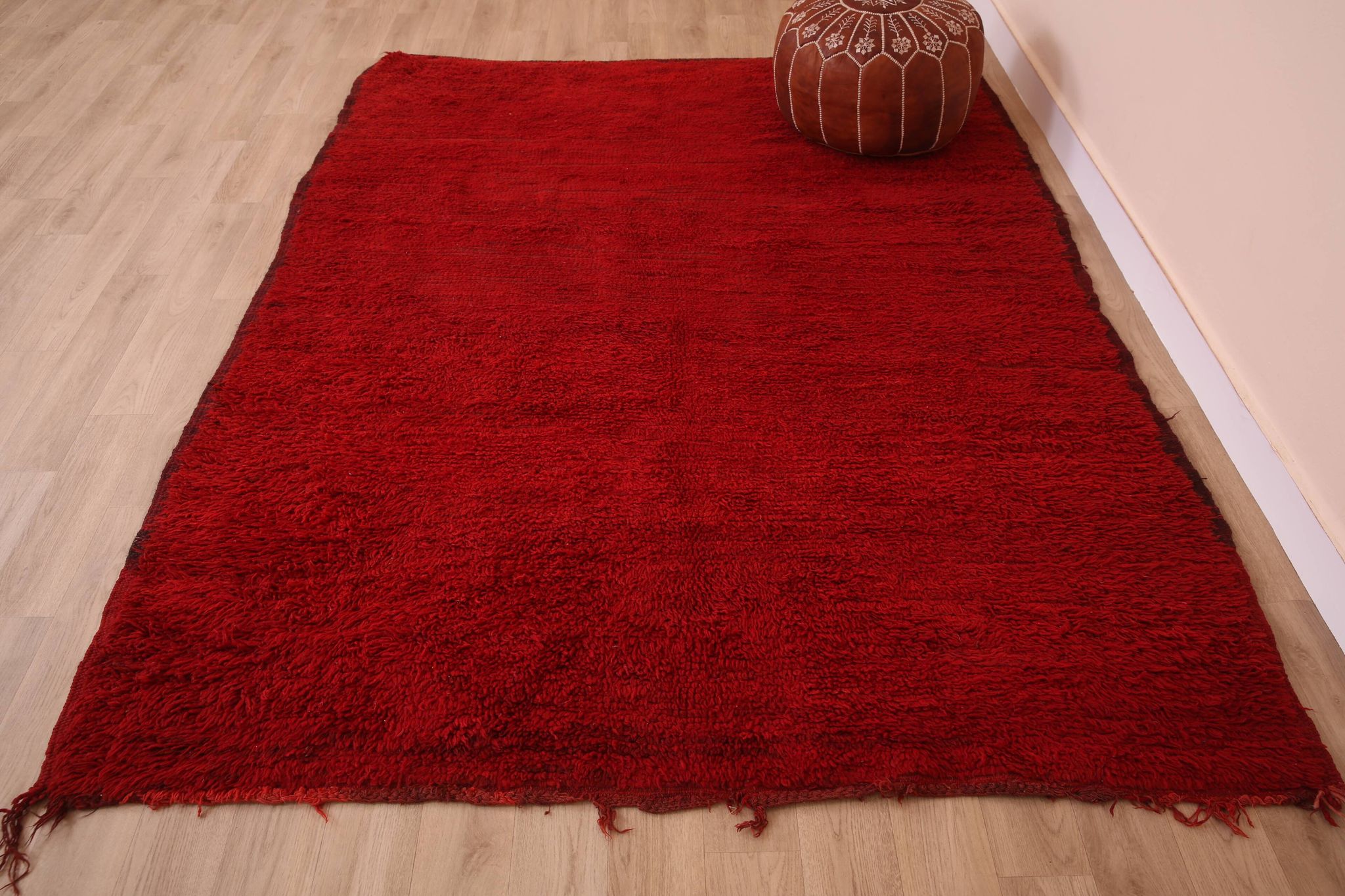 Red Vintage Moroccan Rug 180 x 230 cm, Berber Wool Rug, Handmade Boho Rug