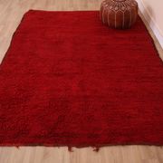 Red Vintage Moroccan Rug 180 x 230 cm, Berber Wool Rug, Handmade Boho Rug