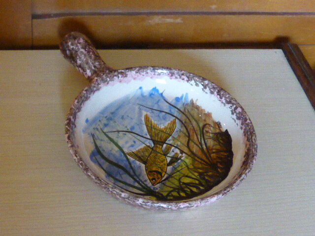 Poelon in hand-painted cermal, vintage oleron Island 1960