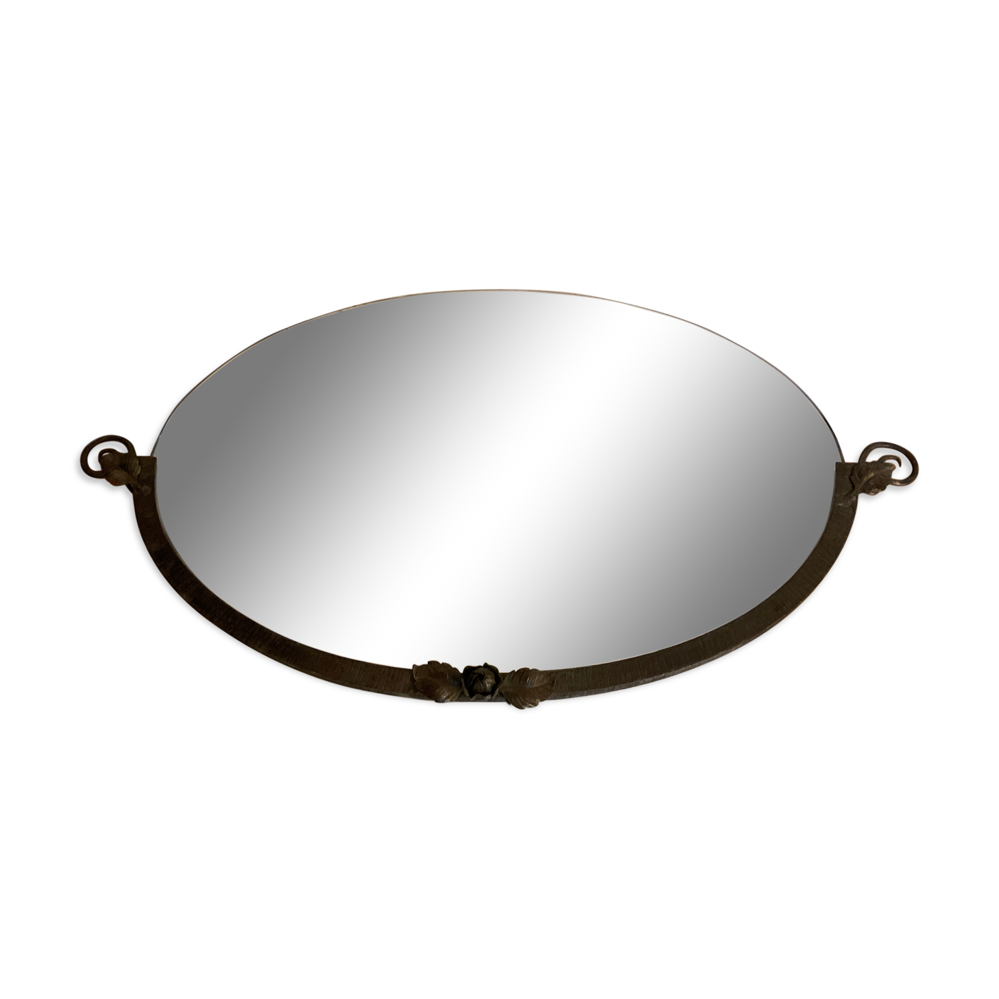 Art nouveau wrought iron wall mirror 71x40cm