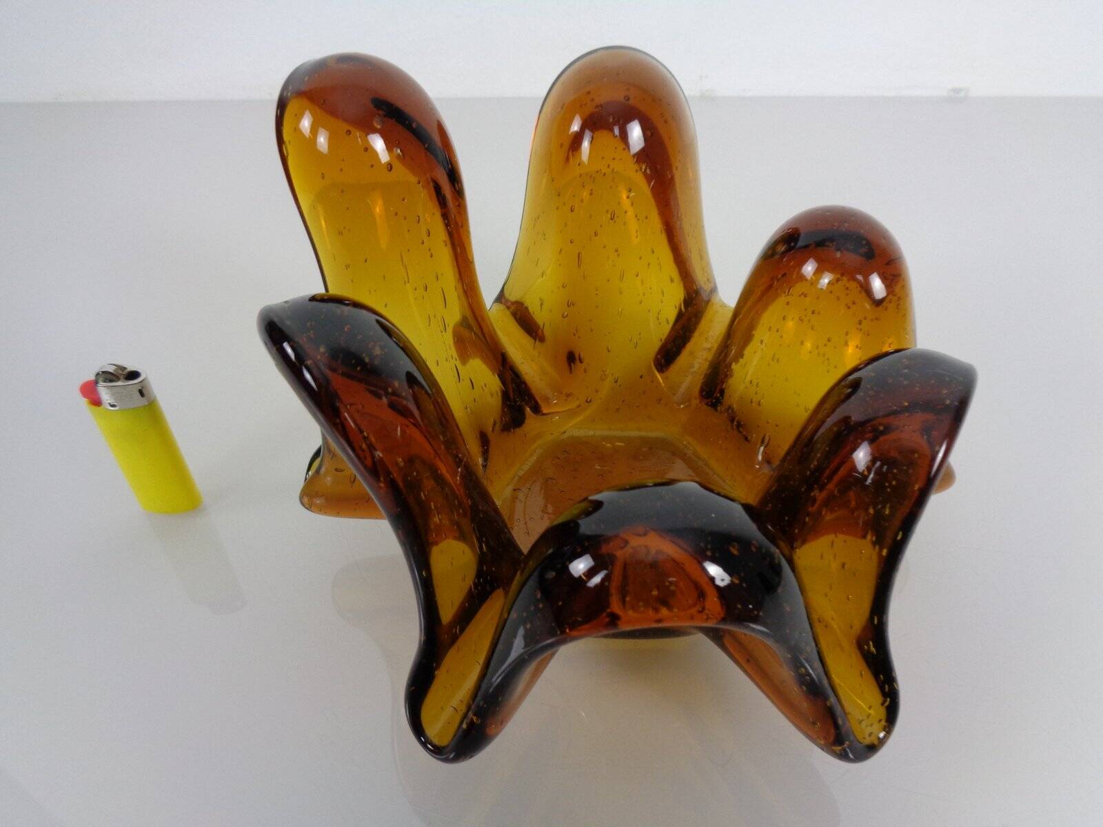 Large Murano amber glass bowl, Italy, 1960s