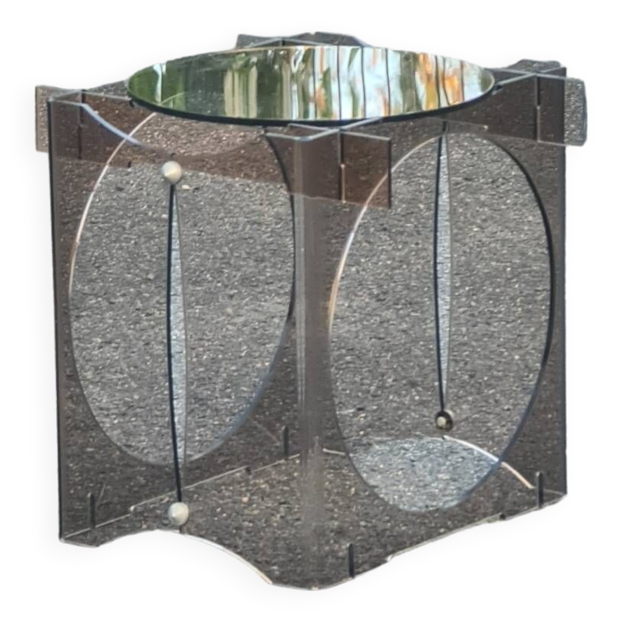 Bedside side table, plexiglass end table Vintage 1970 space age